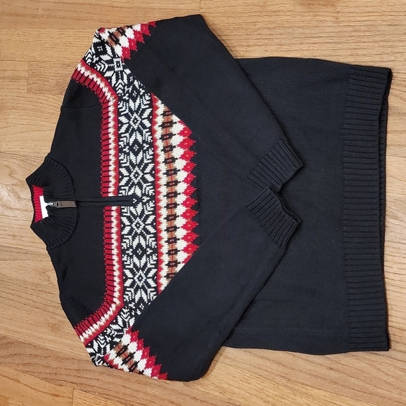 Hanna Andersson Boys' Black and Red Fair Isle Sweater - Picture 2 of 5